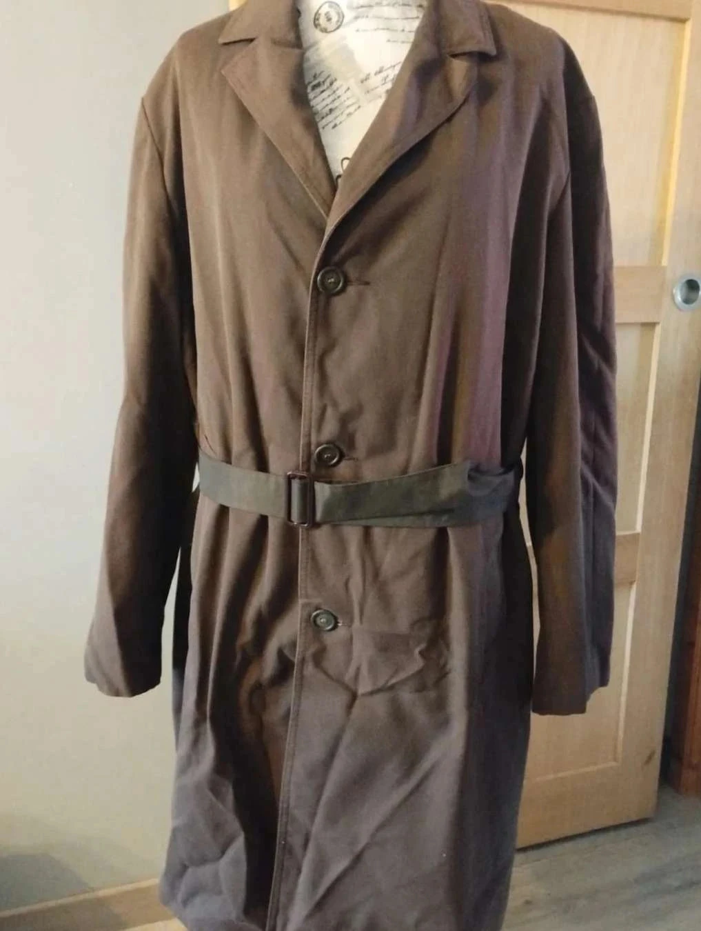 Long trench marron, doublure fourrée, Manufrance Saint Etienne T50/52